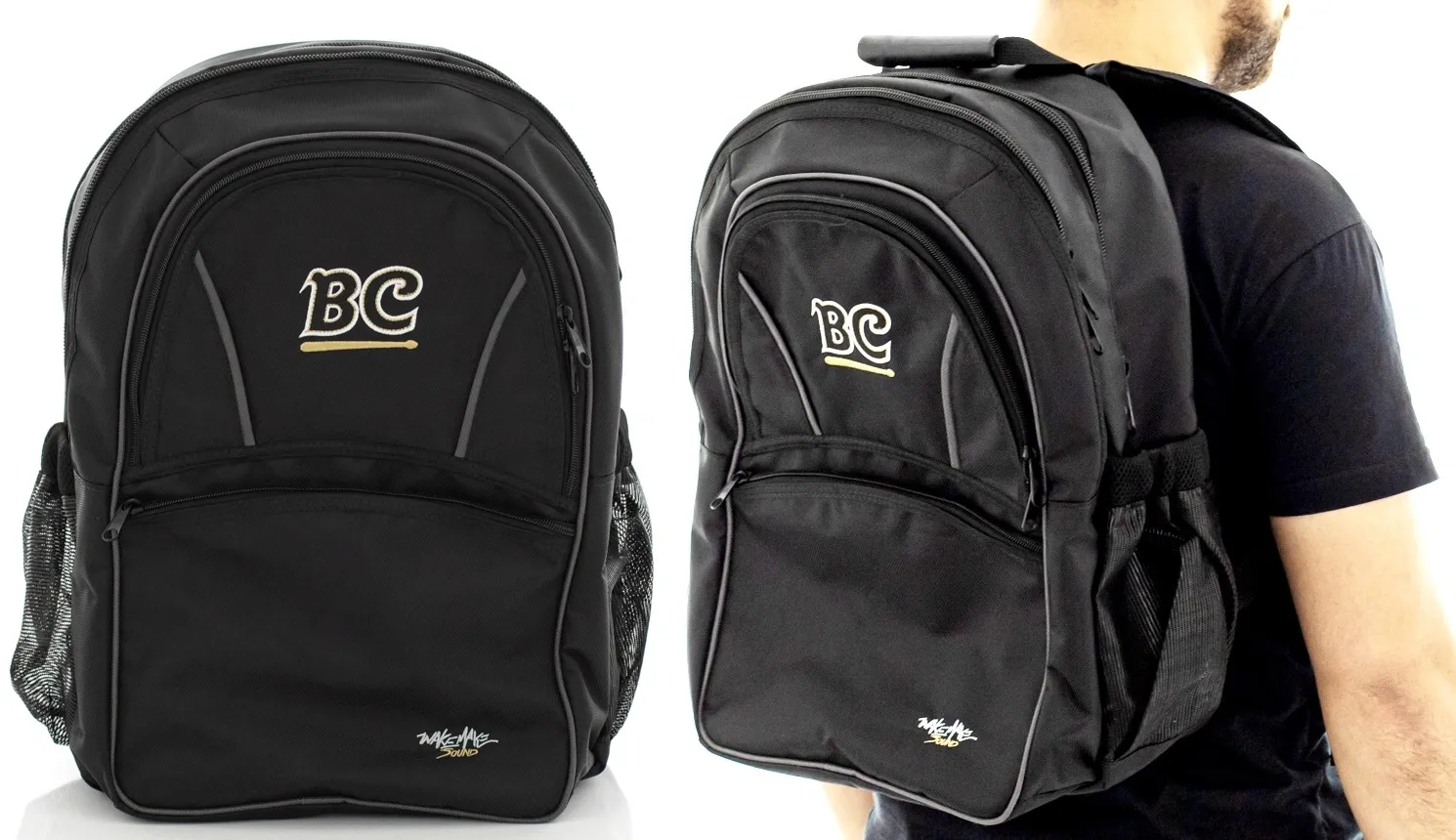 Mochila BC Batera Clube Wake Make Drumbag Black para Bateristas, uso misto, baquetas, laptop e acessórios