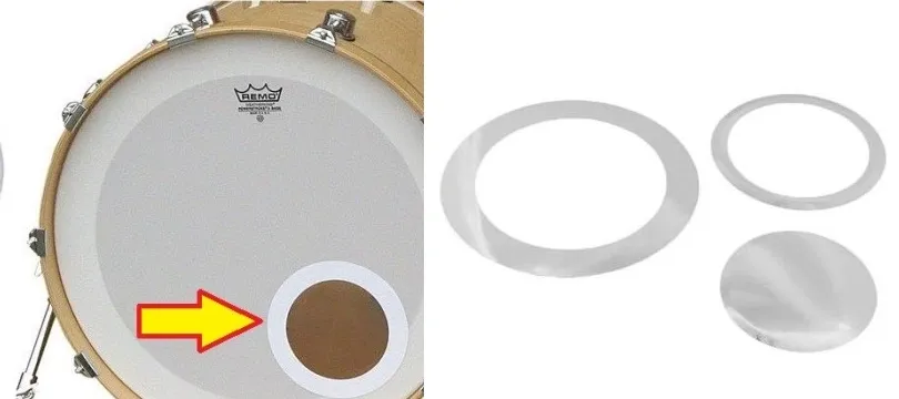 Molde e Pad Kick Torelli TA009 Branco para Fazer Furo no Bumbo Proteja a Furação com Anéis de 4.5" e 5.5"