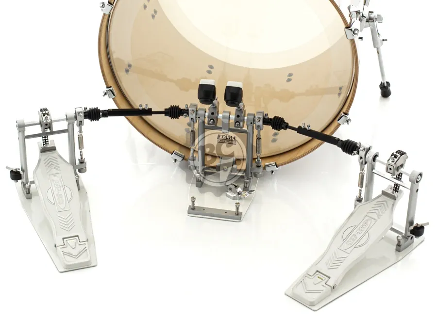 Pedal Duplo OffSet Ergonomic White Silver Double Chain Drive com posicionamento reto e ergonômico (RARIDADE)