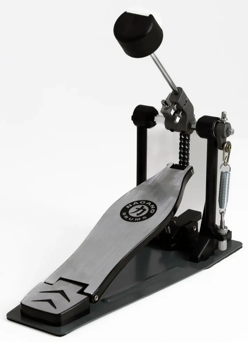Pedal Simples Nagano PED-100 Double Chain Drive com base fixa e batedor de 2 faces