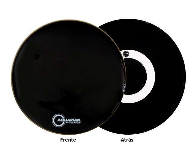 Pele Aquarian Regulator Resonant Black 18" RF18BK resposta de bumbo com anel controlador central