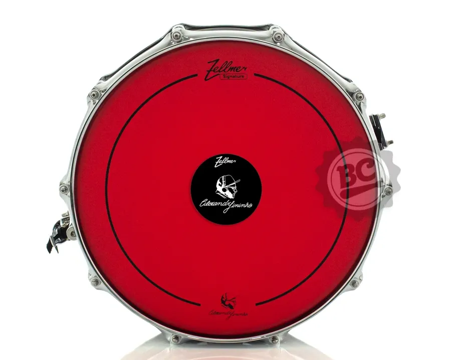 Pele Zellmer Signature Alexandre Fininho Red Coated Snare 14" de caixa filme único com muffle e dot (1751)