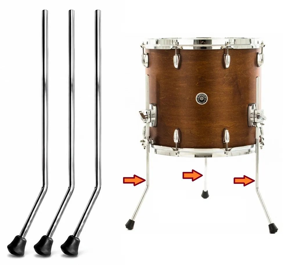 Pés de Surdo Torelli TTS50 padrão Gretsch haste 12.7mm com 3 unidades compatível com diversas marcas