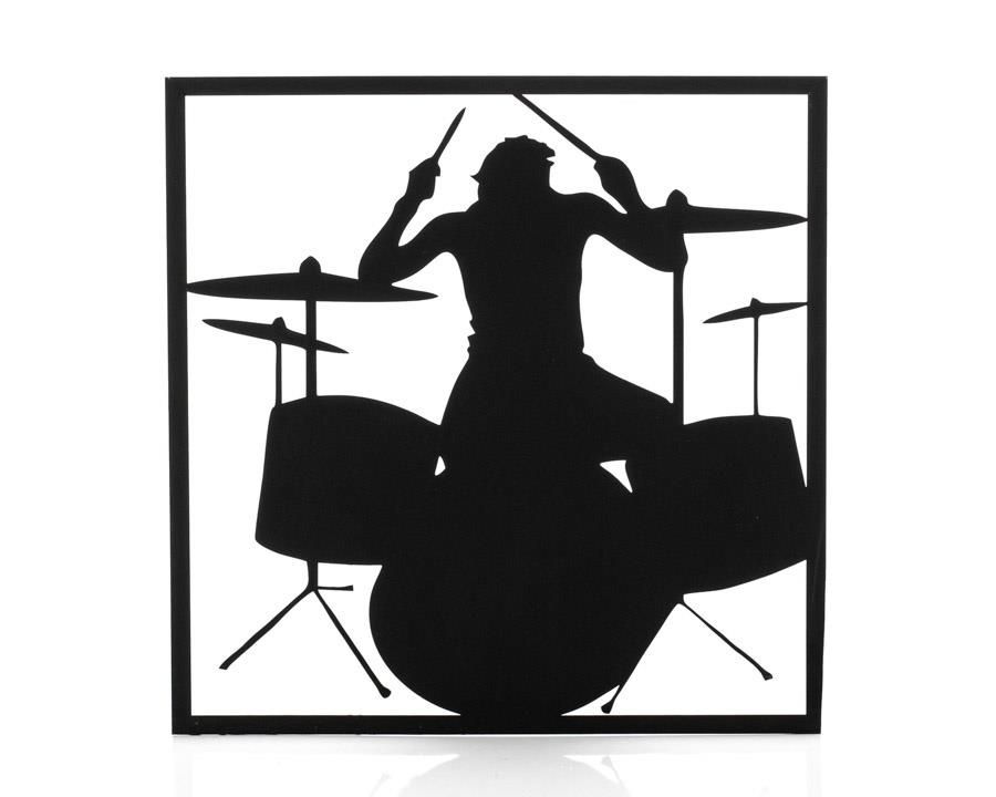 Quadro de Bateria em MDF Grande decorativo Preto quadrado em 1 parte tamanho grande 90x90cm