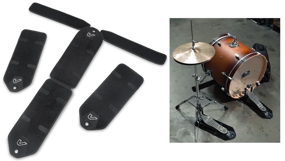 Tapete de Bateria Gruvgear NanoMat super compacto em peças indepententes com bag NM-BLKDBL