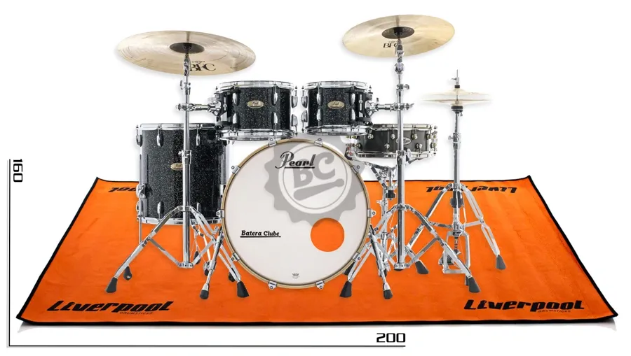 Tapete de Bateria Liverpool Drum Rug Laranja Grande medidas 2m X 1,60m bateria acústica ou eletrônica (5647)