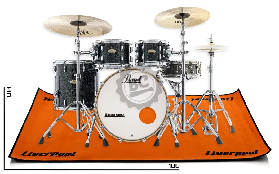 Tapete de Bateria Liverpool Drum Rug Laranja Médio medidas 1,80m X 1,40m bateria acústica ou eletrônica (5650)