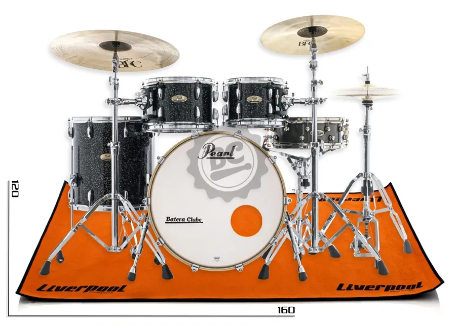 Tapete de Bateria Liverpool Drum Rug Laranja Pequeno medidas 1,60m X 1,20m bateria acústica ou eletrônica (5653)