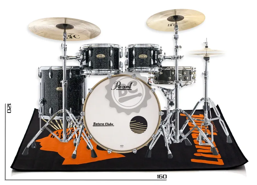 Tapete de Bateria Liverpool Drum Rug Na Cabeça Pequeno medidas 1,60m X 1,20m bateria acústica ou eletrônica (5654)
