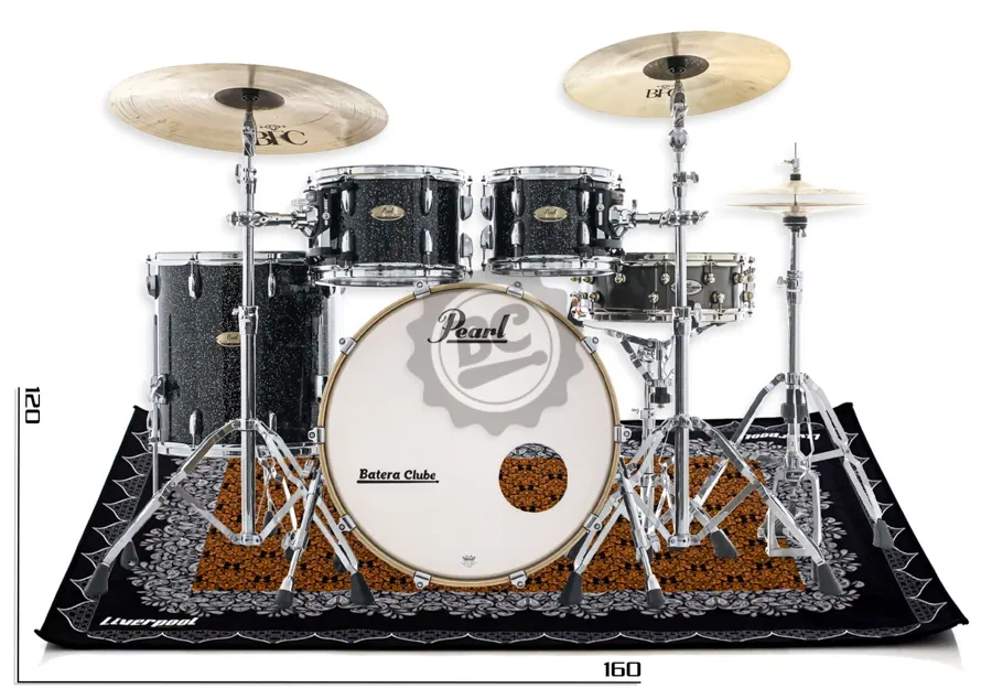 Tapete de Bateria Liverpool Drum Rug Oriental Pequeno medidas 1,60m X 1,20m bateria acústica ou eletrônica (5655)