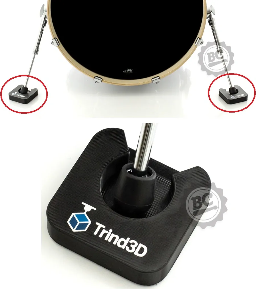 Travas de Pé de Bumbo e Âncora Trind3D Bass Drum Break kit com 2 unidades com velcro para carpetes