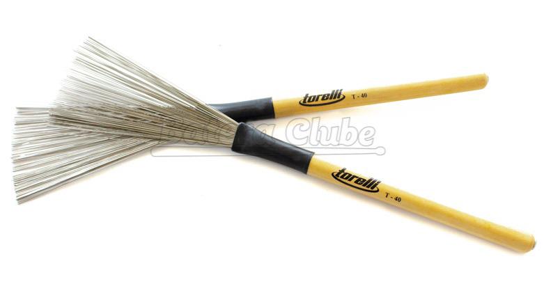 Vassourinha Torelli TV094 com Cerdas de Aço e Cabo de Madeira mais volume e rimshot