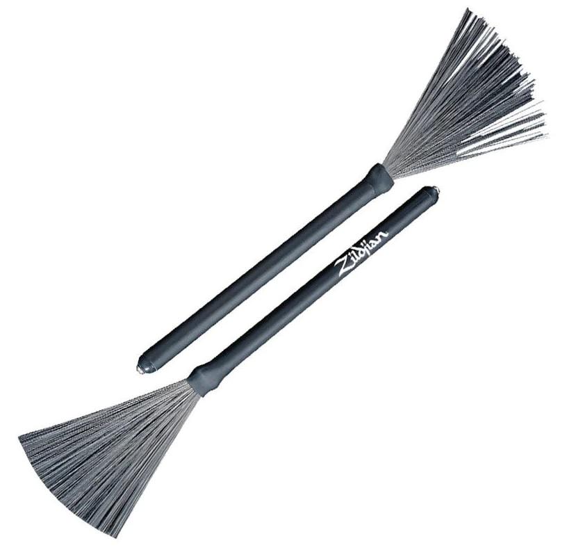 Vassourinha Zildjian Fixed Wire Brushes SDWBF com cerdas de aço fixas e cabo com ponta de metal