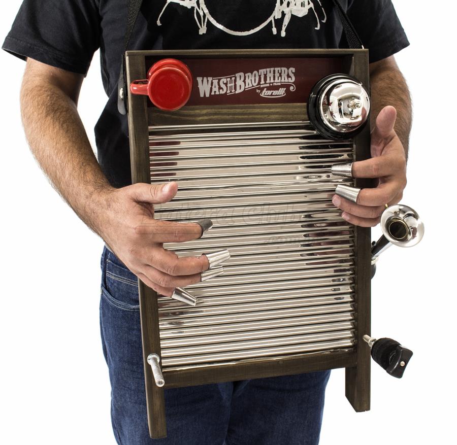 Washboard Torelli TWB38 WashBrothers Inox Médio Percussão Tábua de Lavar com Sino e Buzina