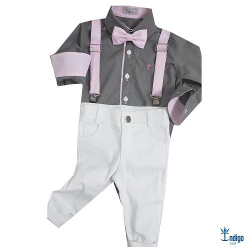 camisa social infantil rosa