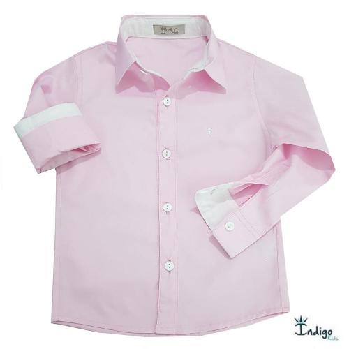 camisa social infantil rosa