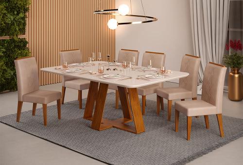 Conjunto Sala de Jantar Mesa São Francisco e 6 Cadeiras Premium - D'Confort  Design