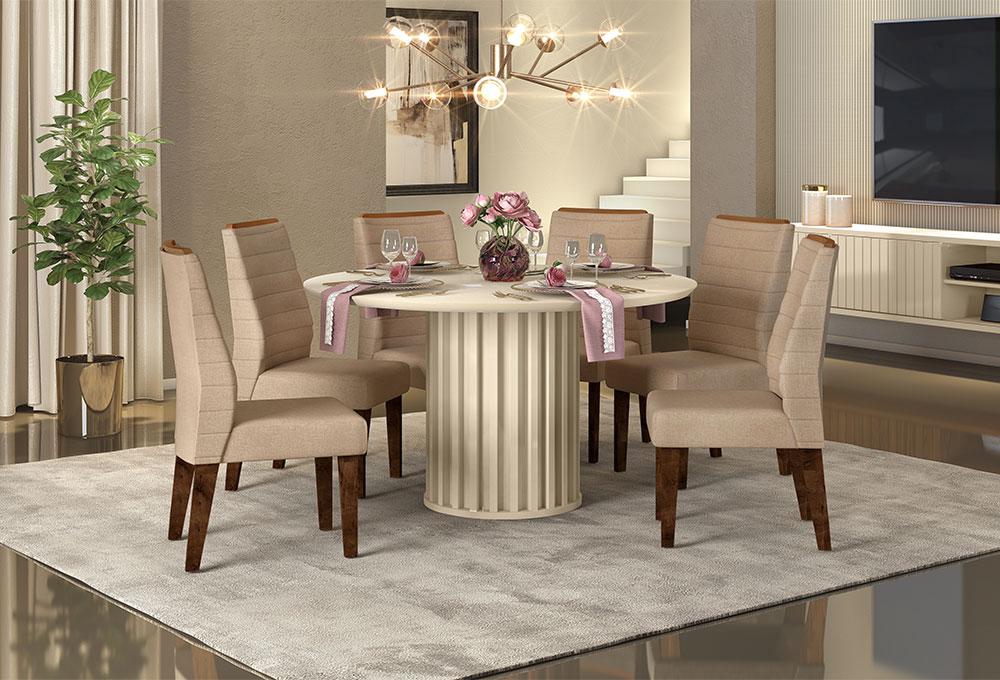 Conjunto Sala de Jantar 6 Cadeiras Kate Siena Moveis