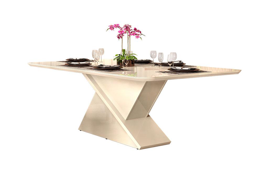 Conjunto Mesa de Jantar Neiva Redonda Vidro Creme e 6 Cadeiras Curvata  Linho Árido : Sala de Jantar - Sala de Jantar Completa : Julia Arns