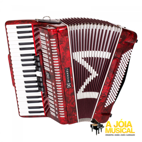 Acordeon Michael 120 Baixos ACM12007N PRD Vermelho