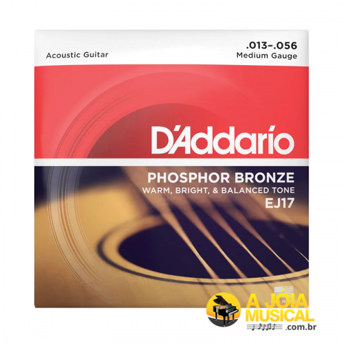 Encordoamento DAddario EJ17 013 Phosphor Bronze para Violão Aço