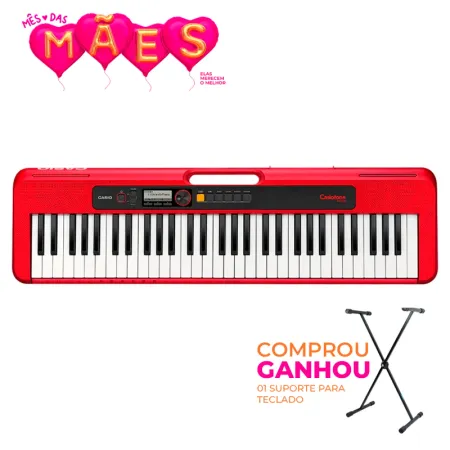 CASIO casiotone ct-s200 レッド キーボード Teclado Casio Casiotone CT-S200 Red - Ganhe o Suporte + Frete Gratis