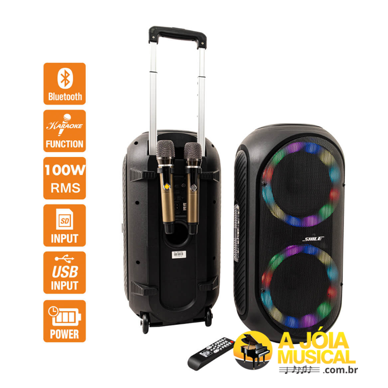 Caixa de Som Portátil Shile SL-2012A Com Microfone 100 WTS