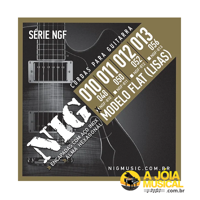 Encordoamento NIG NGF-810 0.10 Modelo Flat Para Guitarra