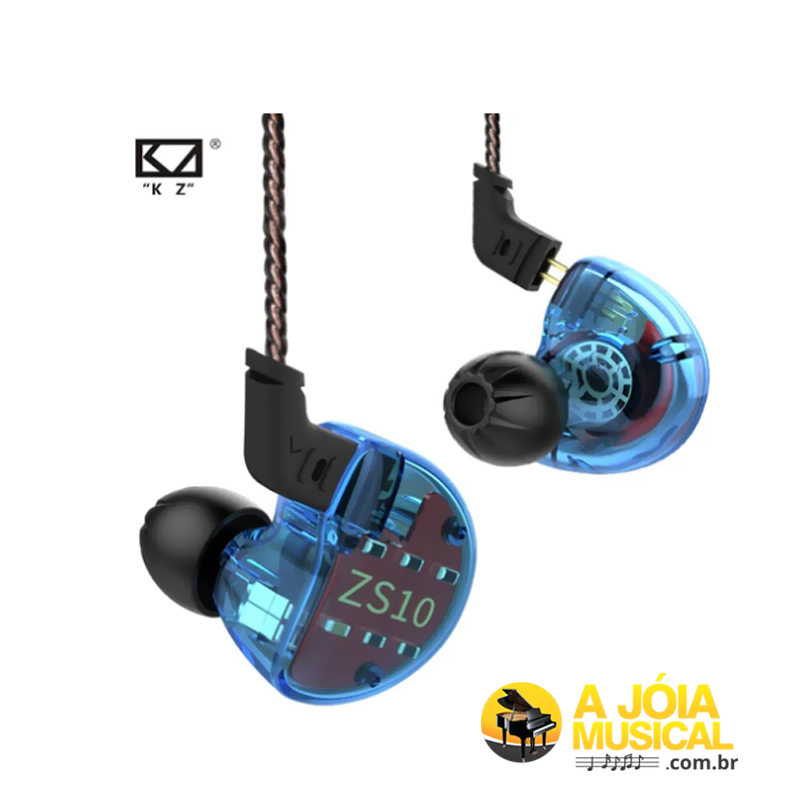 Fone de Ouvido KZ In Ear ZS10 (Sem Microfone) Azul
