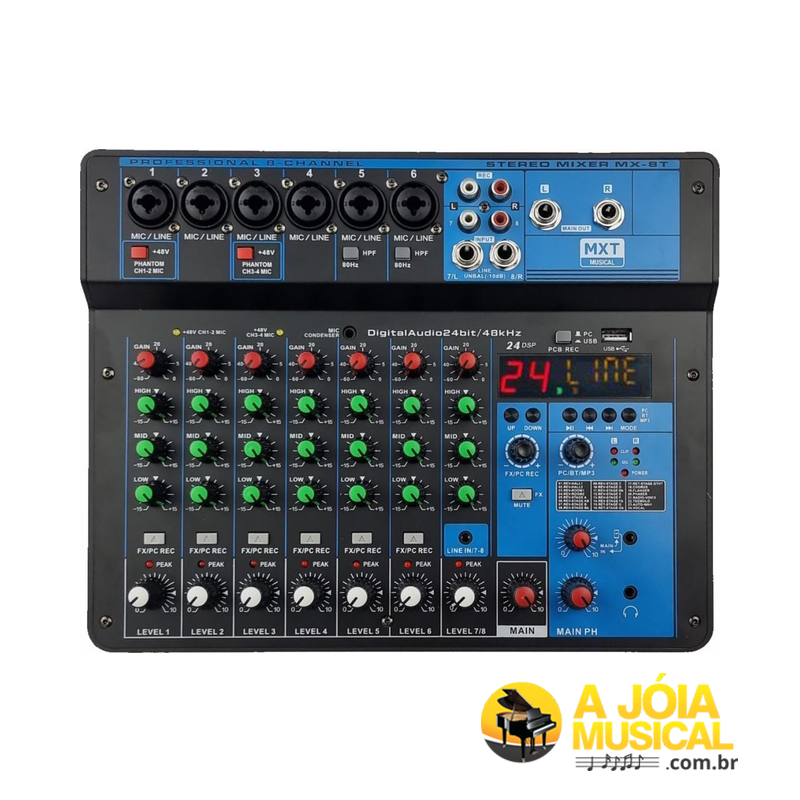 Mesa de Som MXT 08 Canais MX-8T