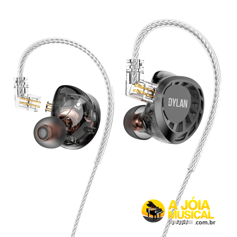 Fone de Ouvido Dylan In Ear DE-845 Cinza Cabo Removível 4 Drivers