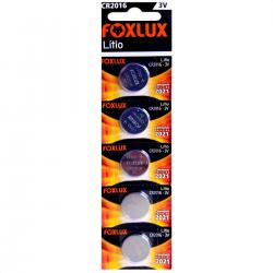 Bateria Botão de Lithium 3V CR2016 5 Unidades - Foxlux