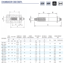 Chumbador CBE 1/4x65 com Prisioneiro 5.6 Completo 470075/14065 - Walsywa