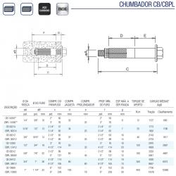 Chumbador CBPL 5/16" x 3.1/4" com Parafuso 5.6 Completo 470382/56314 - Walsywa