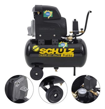 Compressor De Ar 8,6 Pés 25l 2 Hp 120lbs Preto 220v Monofásica