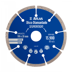 Disco de Corte Diamantado Segmentado 110mm AT26S Atlas