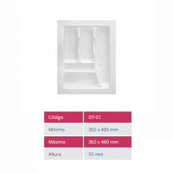 Divisor Organizador de Talheres DT-01 para Gaveta 362x460mm Branco - Moldplast