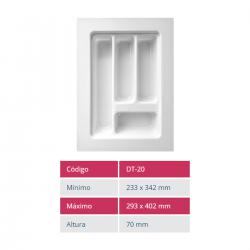Divisor Organizador de Talheres DT-20 para Gaveta 293x402mm Branco - Moldplast