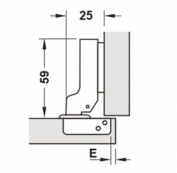 Dobradica Metalla Slide Curva 110G  S/Amort Completa 311.04.345