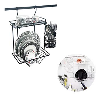 Escorredor de Louça Baby 2450 Com Porta Talheres Jomer Preto