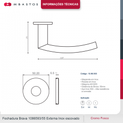 Fechadura Brava Externa Inox Escovado - Arouca