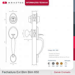 Fechadura Externa Blim Blim 650 Zamak Cromado - Arouca