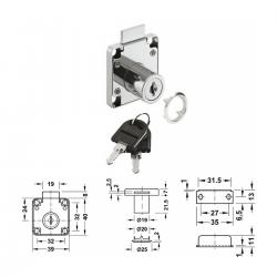 Fechadura Economica D24 19x32mm ZMK Cromada