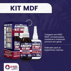 Cola Adesivo Instantaneo AlmaSuper Kit MDF 100g Almaflex