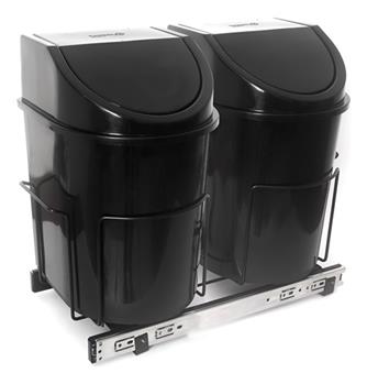 Lixeira Ecológica De Base 2487 24l Com Trilhos Preto