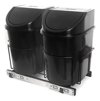 Lixeira Ecológica De Base 2487 24l Com Trilhos Preto