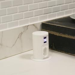 Mini Torre de Mesa Automática com 1 Tomada 10A + 2 USB Charger - QTMov