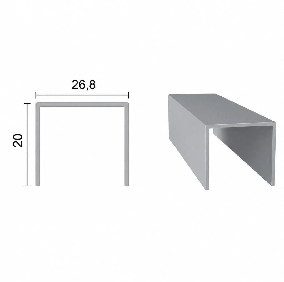 Trilho Perfil U RM-397 2 Metros Aluminio Anodizado Rometal