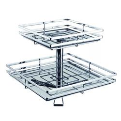 Fruteira De Mesa Dupla Quadrada 5176 Com Vidro Giratoria Cromado