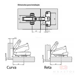Dobradica FGV Click Slow 165 Graus Reta Completa/B